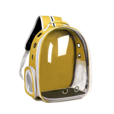 yellow backpack with holes for bunny