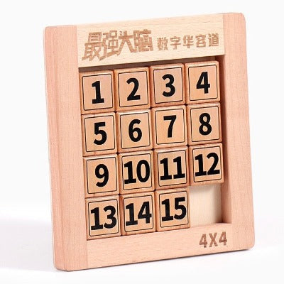 sliding puzzle wood 4x4 number step by step logic