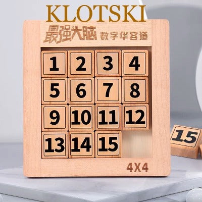 Klotski sliding puzzle wood 4x4 brainer