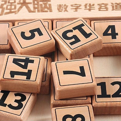 smooth wood pieces with numbers brain teaser